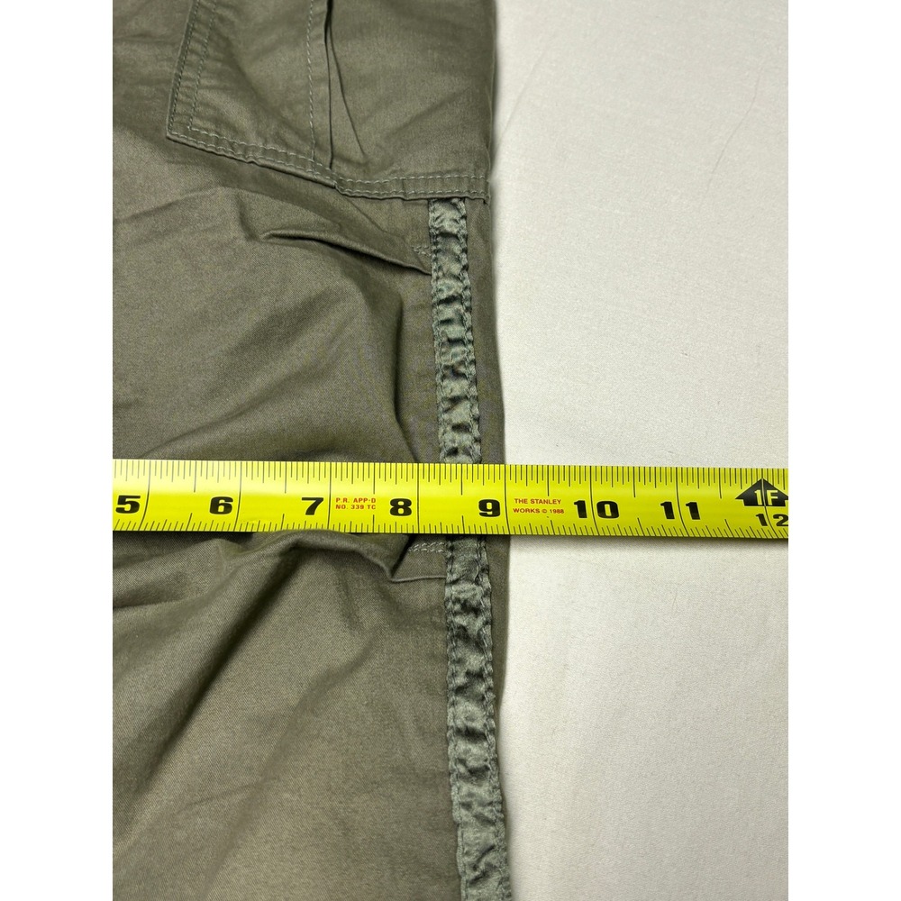 Y2k Abercrombie & Fitch Olive Green Cargo Pants Satin Trim Low Rise Size 27X28 - Picture 13 of 14